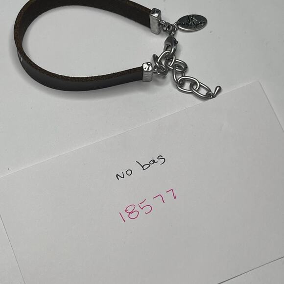 bracelet silver tone and brown leather with SHABBAT or sabbath by Thirty-One - Picture 9 of 9